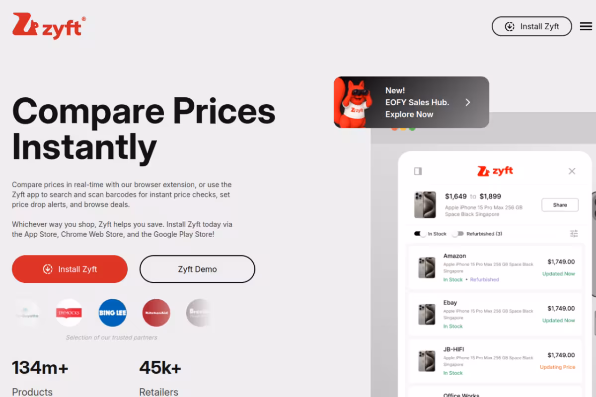 Zyft homepage screenshot
