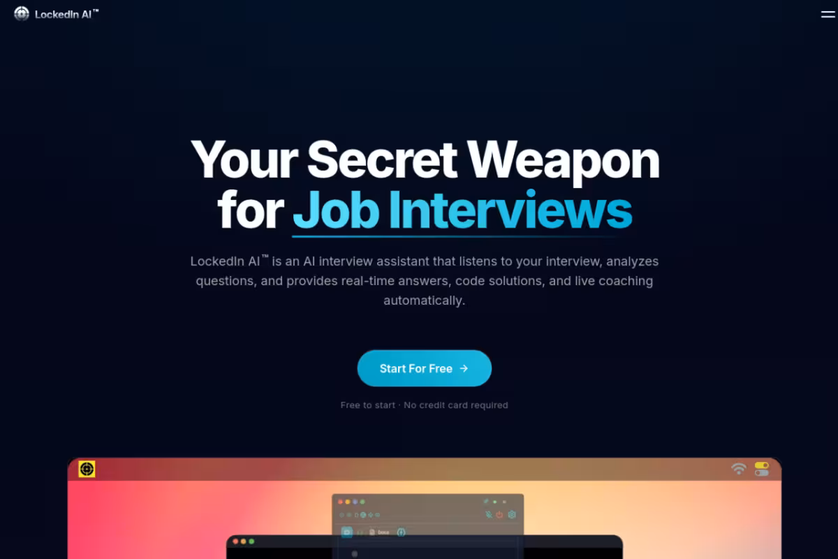 LockedIn AI homepage screenshot