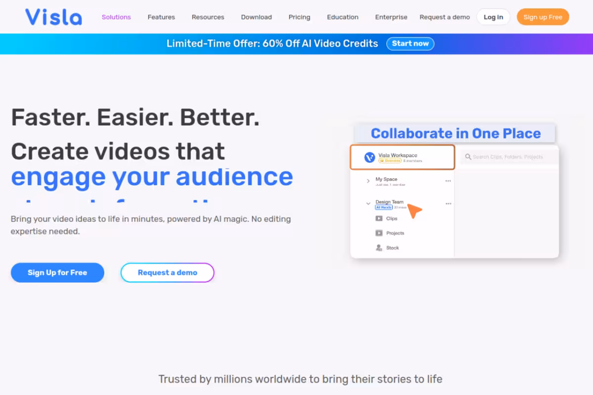 Visla homepage screenshot