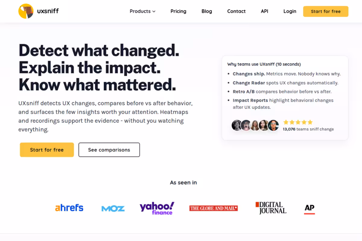 UXsniff homepage screenshot