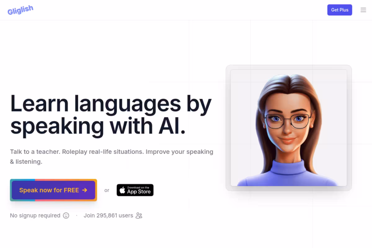Gliglish homepage screenshot