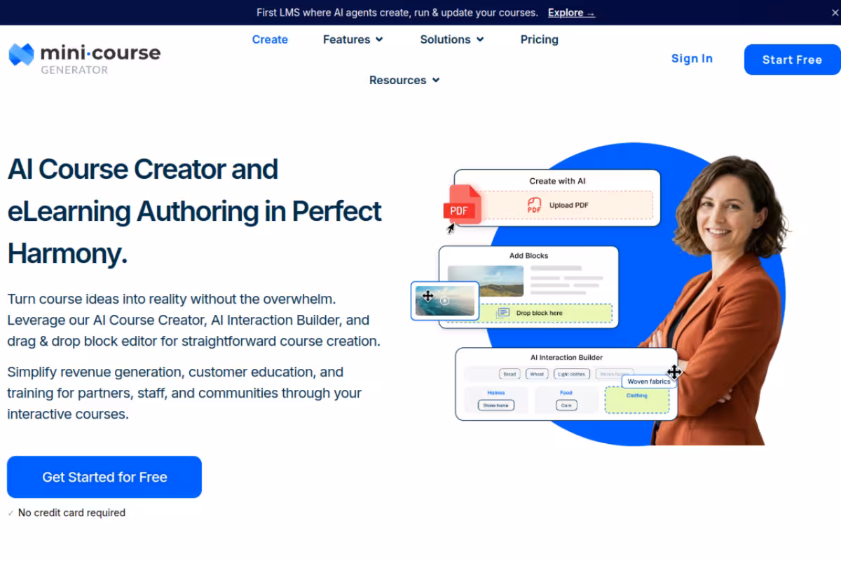 AI Course Creator with eLearning Authoring homepage screenshot