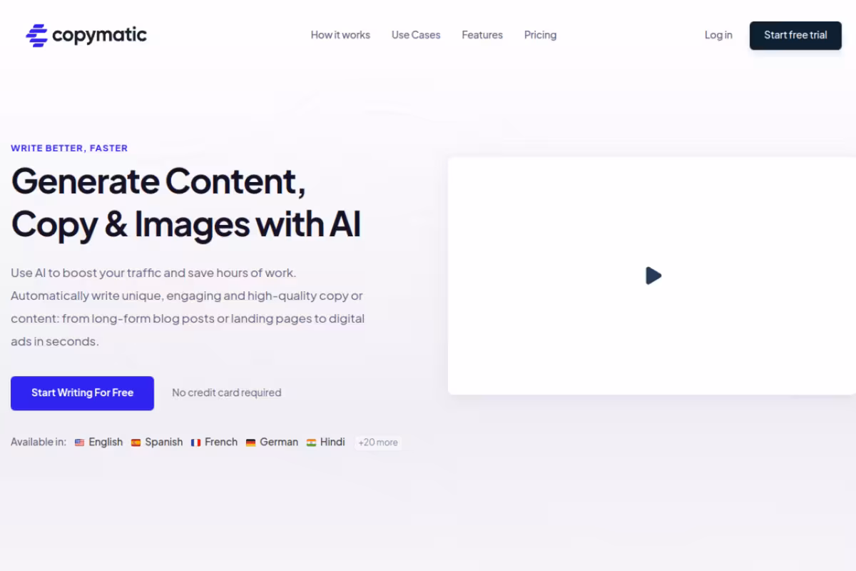 Copymatic homepage screenshot