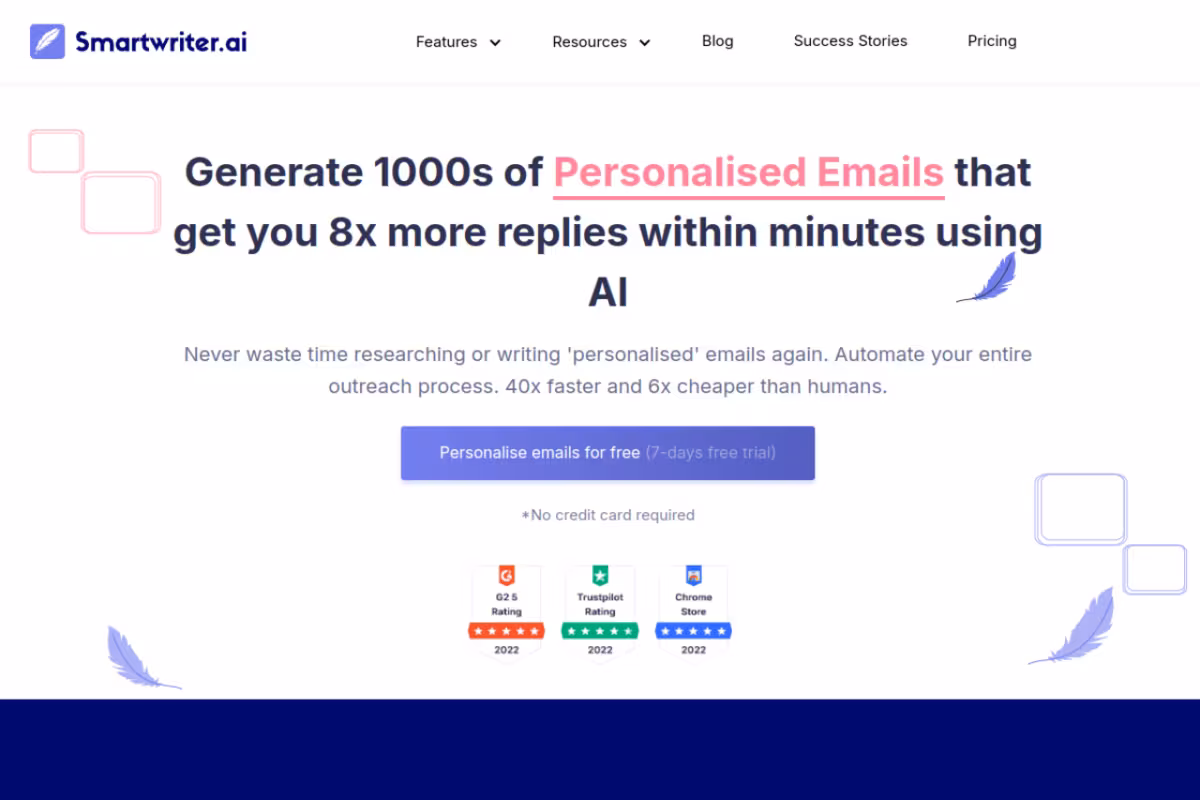 Smartwriter homepage screenshot