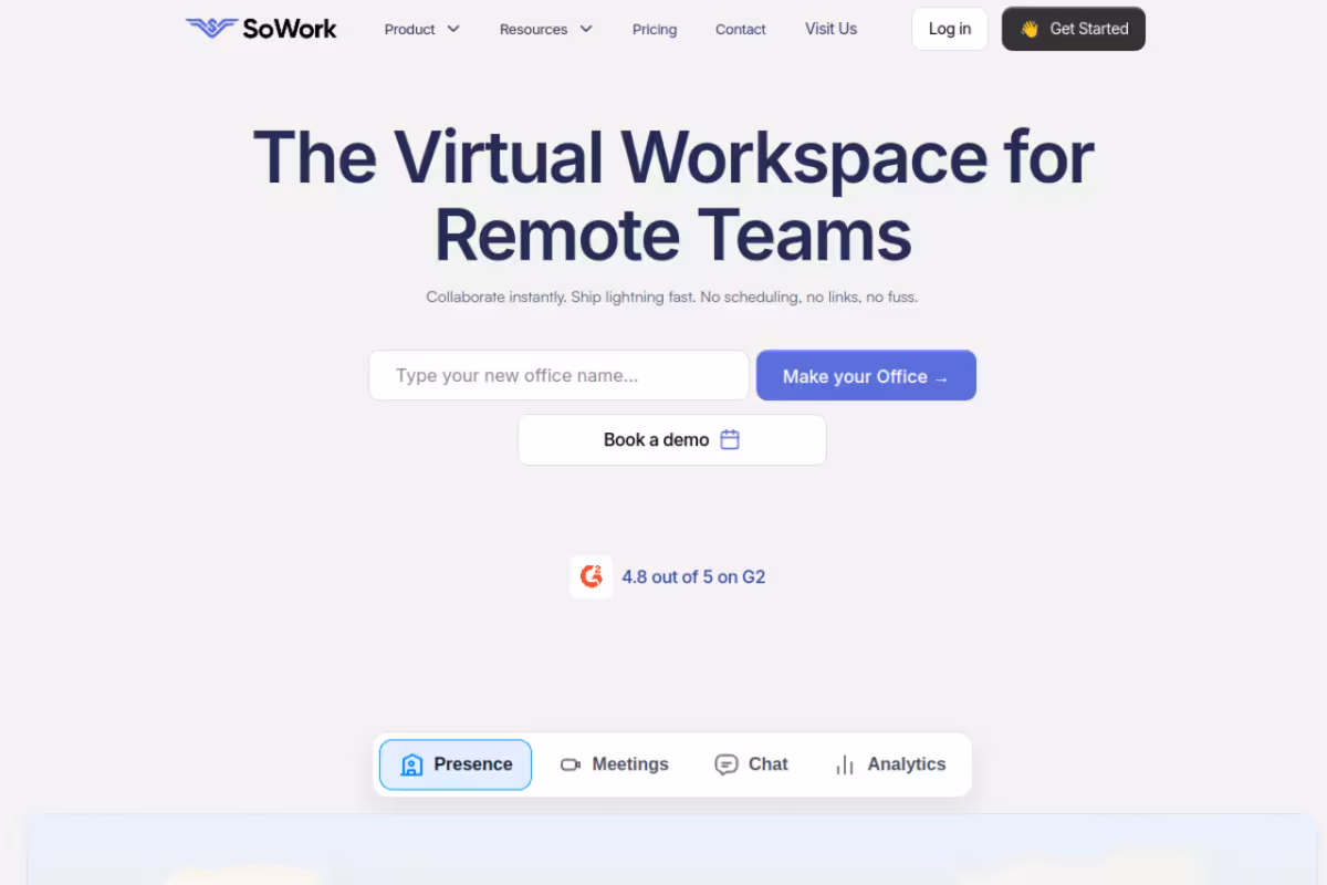SoWork homepage screenshot