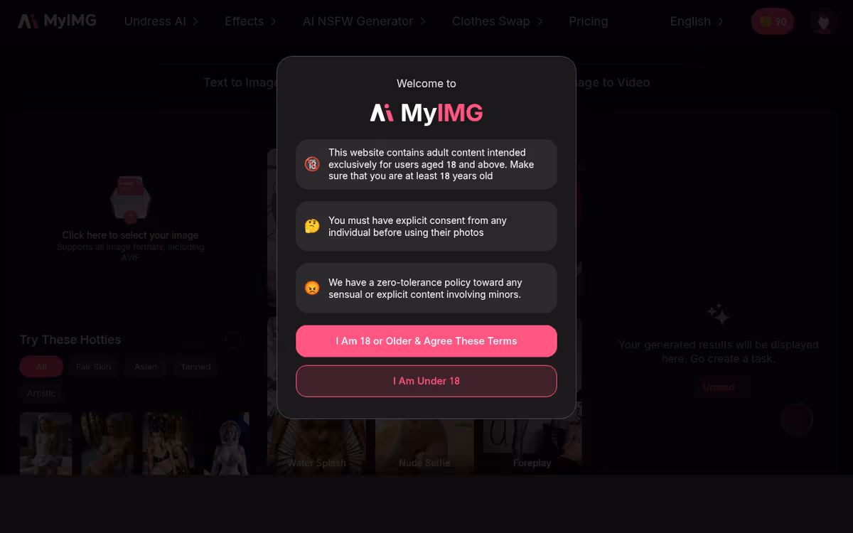 MyIMG AI homepage screenshot