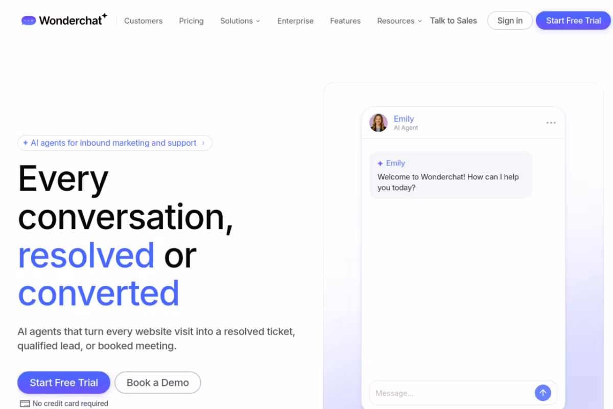 Wonderchat homepage screenshot