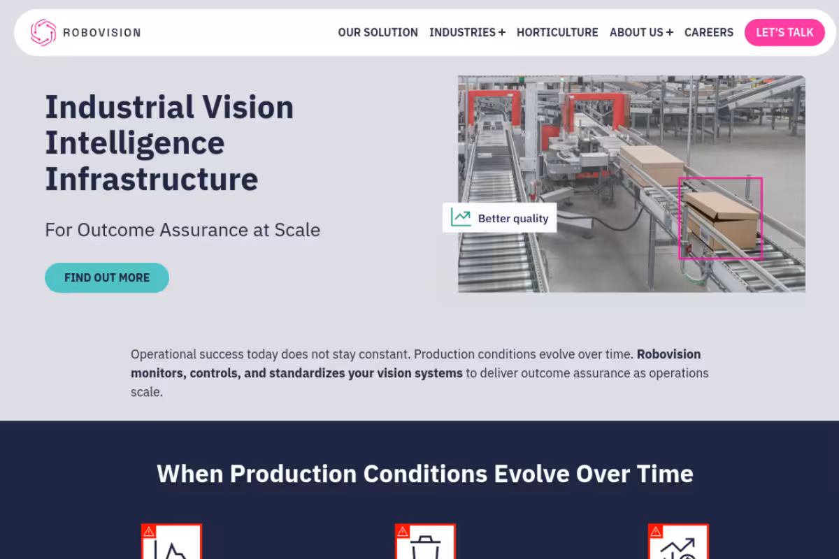 Robovision homepage screenshot