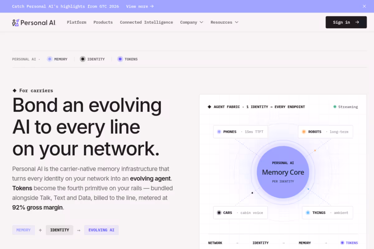 Personal AI homepage screenshot