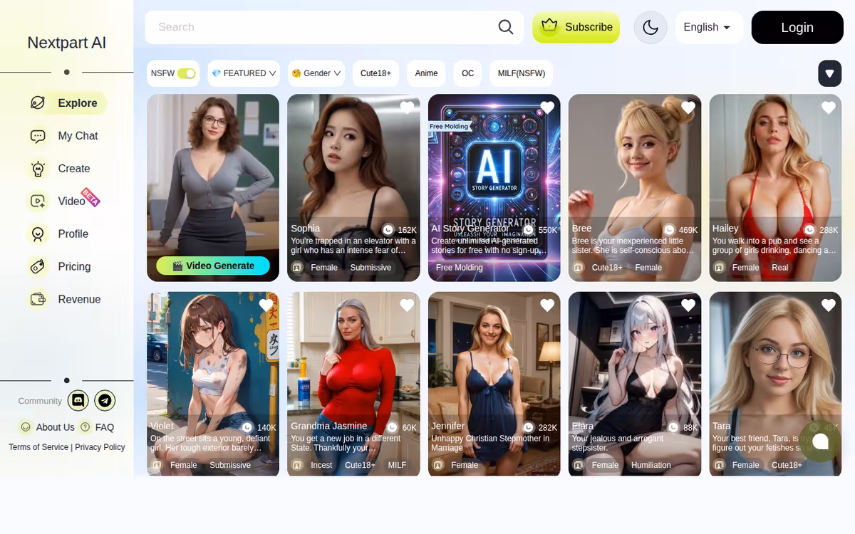 Nextpart AI homepage screenshot