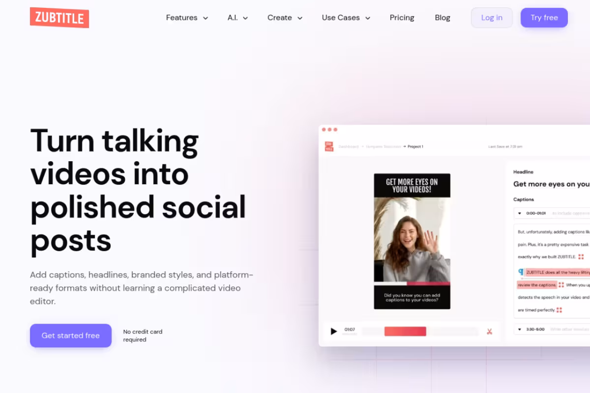 Zubtitle homepage screenshot