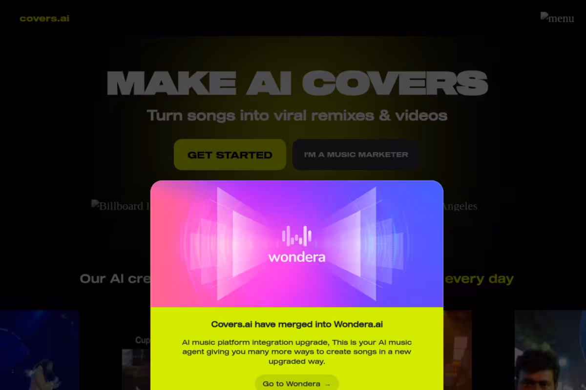 Covers.ai homepage screenshot
