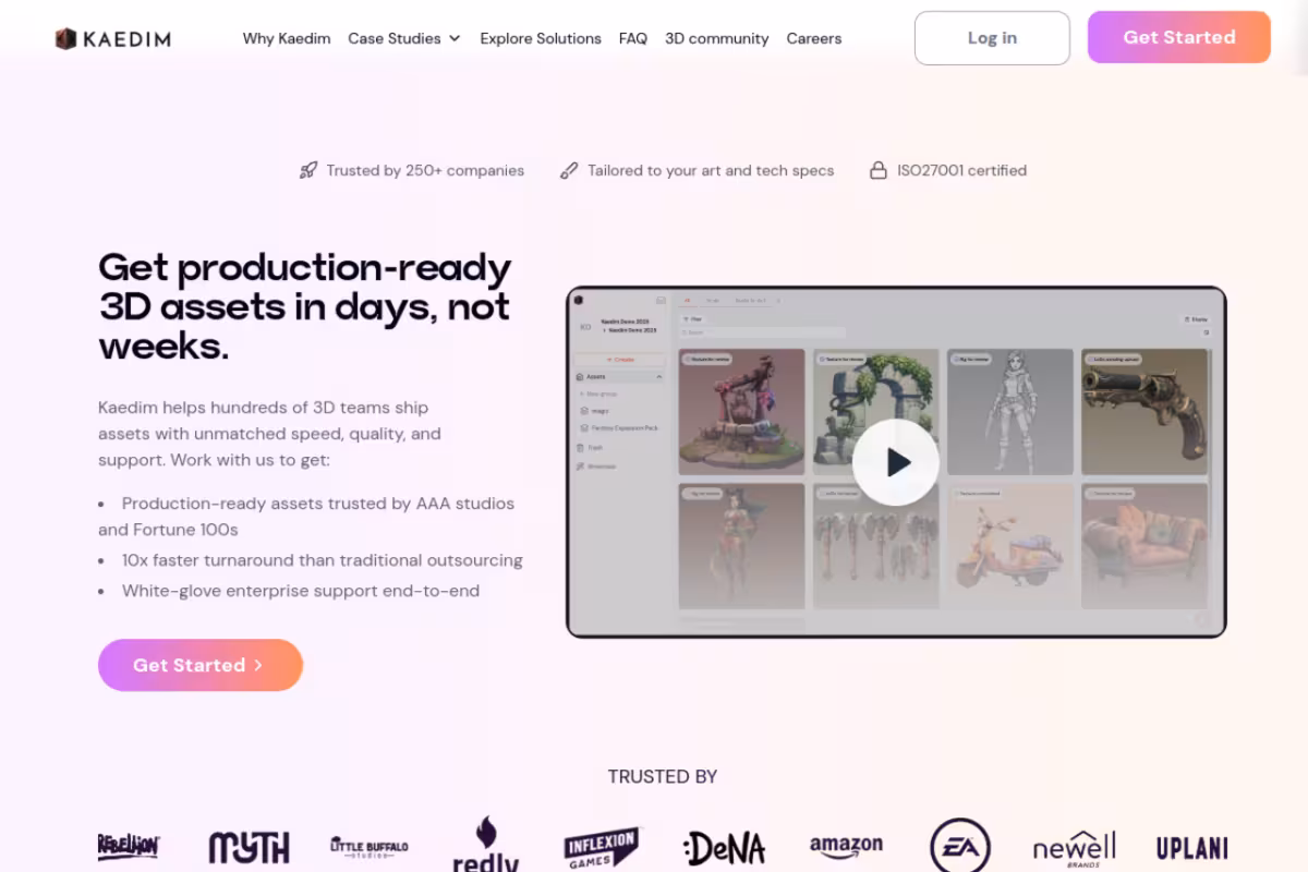 Kaedim homepage screenshot