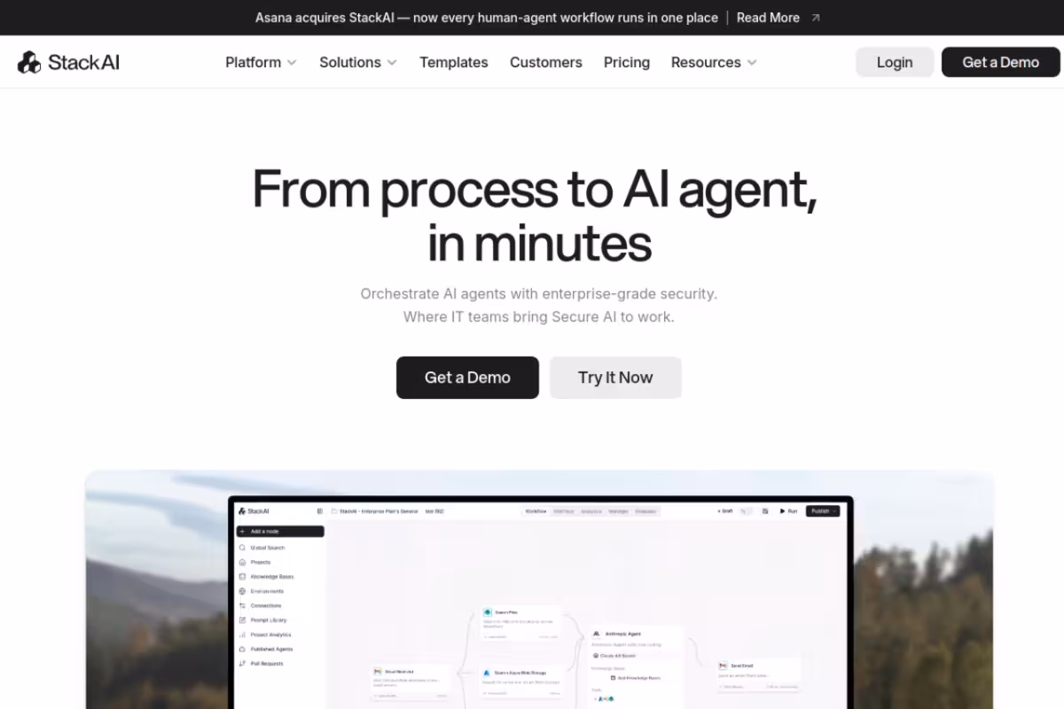 StackAI homepage screenshot
