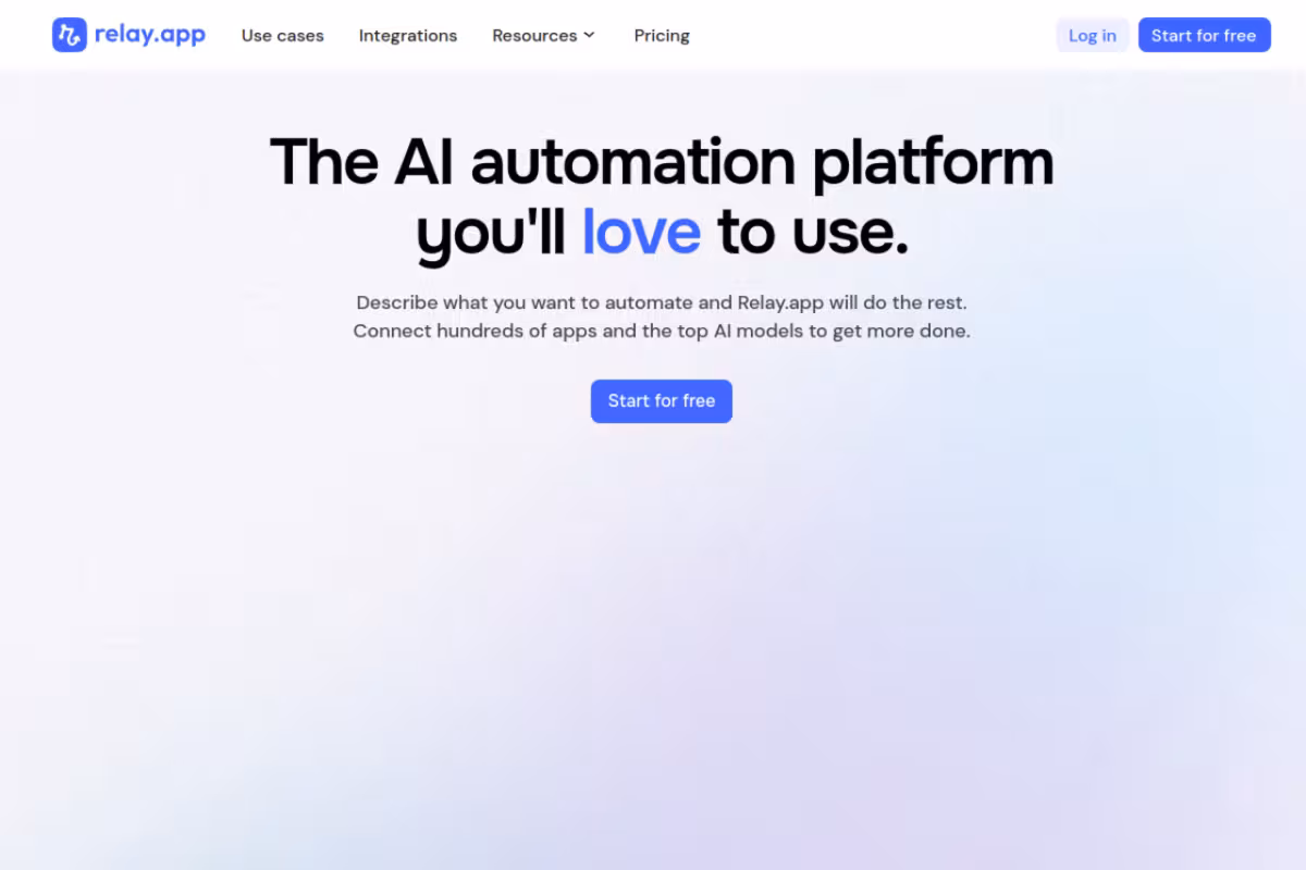 Relay.app homepage screenshot