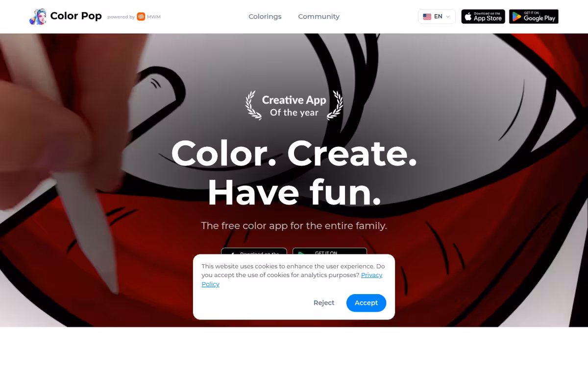 Color Pop homepage screenshot