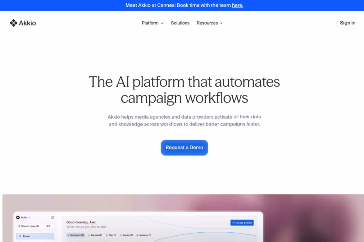 Akkio homepage screenshot