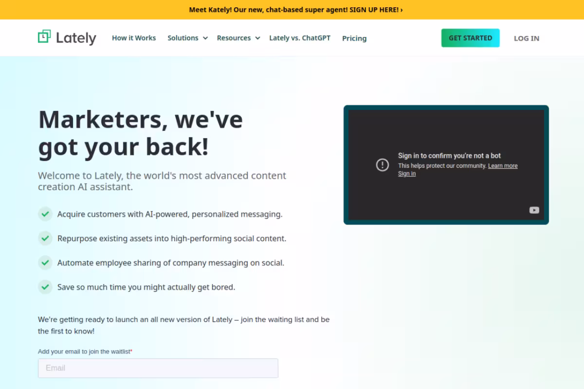 Lately homepage screenshot