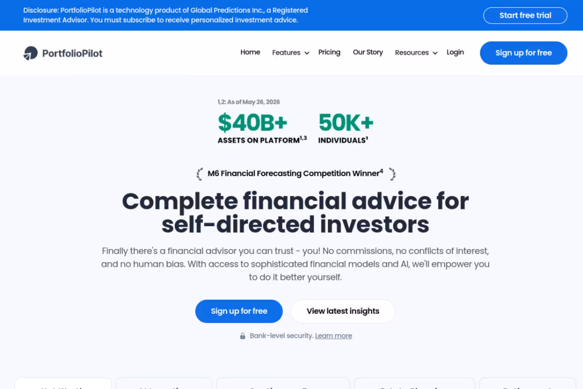 PortfolioPilot homepage screenshot