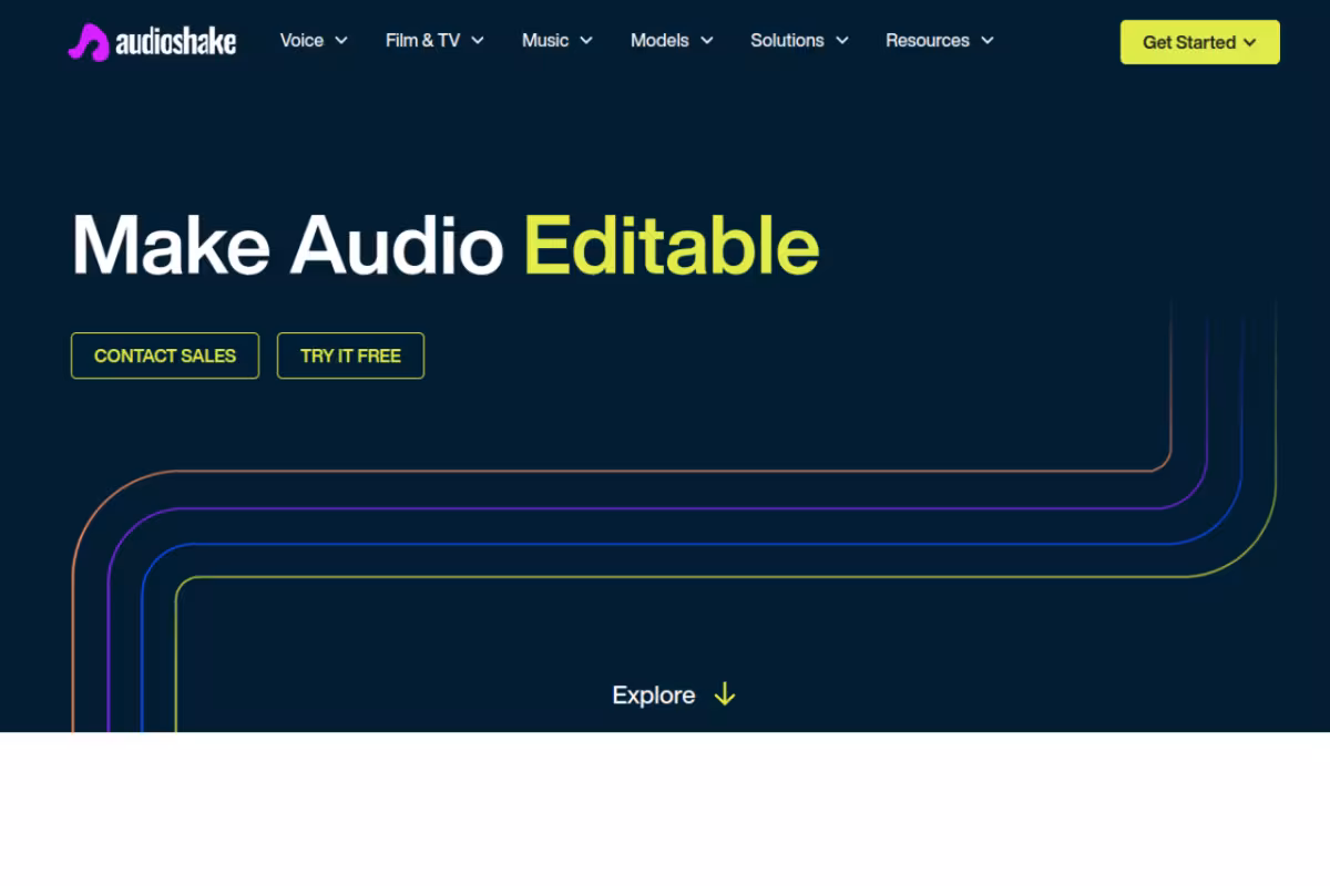 Audioshake homepage screenshot