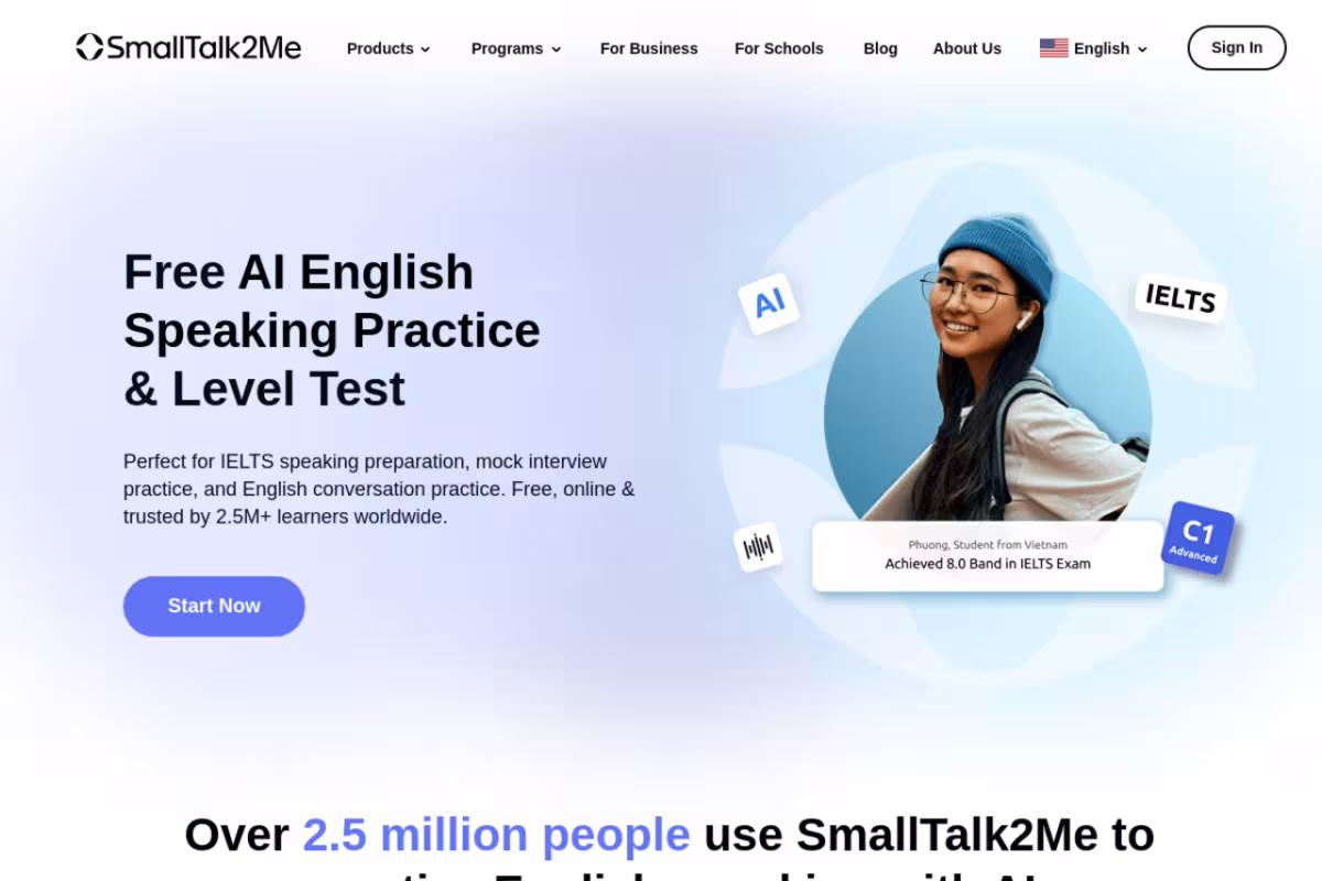 SmallTalk2Me homepage screenshot