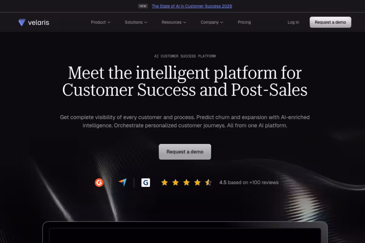 Velaris homepage screenshot