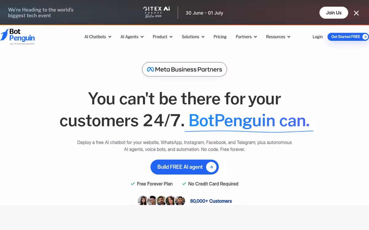 BotPenguin homepage screenshot