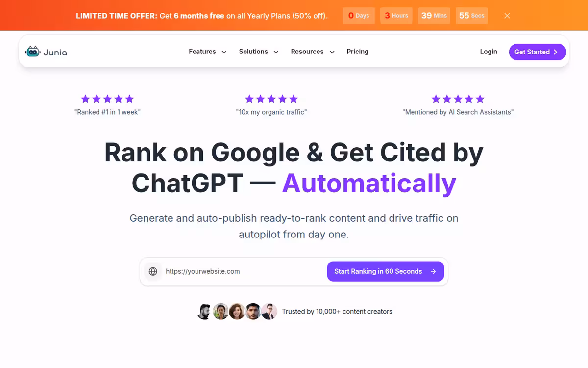 Best AI SEO Writer for Rankings & AI Search homepage screenshot