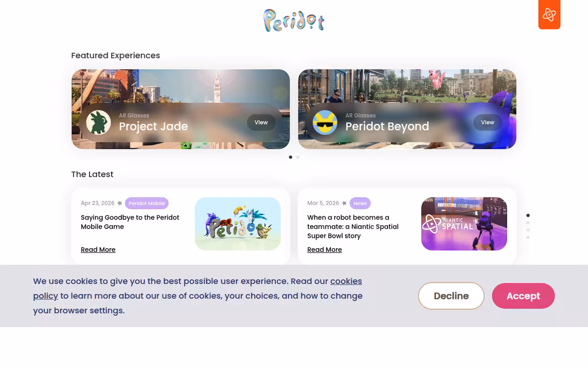 Peridot homepage screenshot