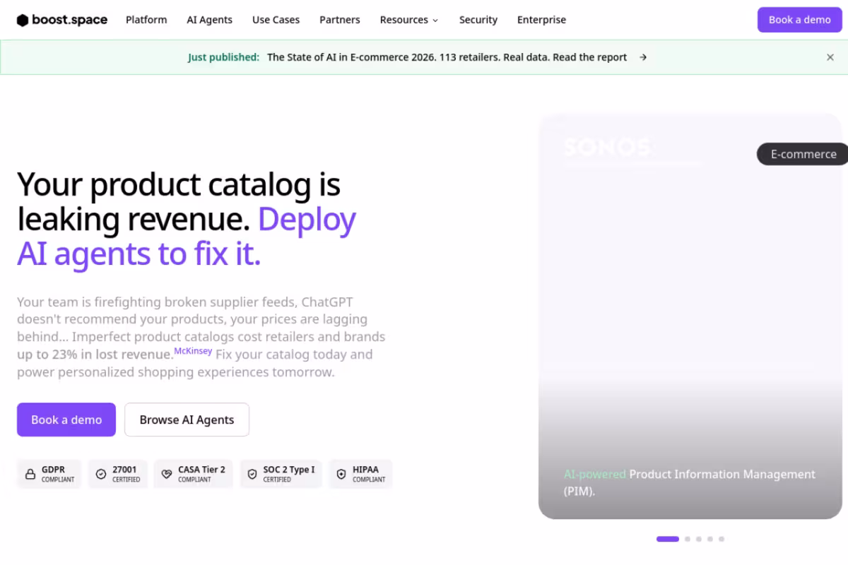 Boost.space homepage screenshot