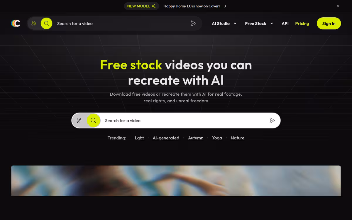 Download Free HD & 4K Stock Videos, Music & AI Tools homepage screenshot