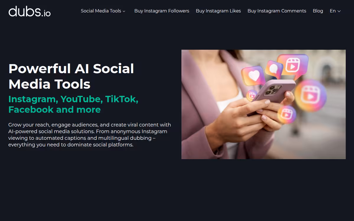 AI Dubbing by Captions homepage screenshot