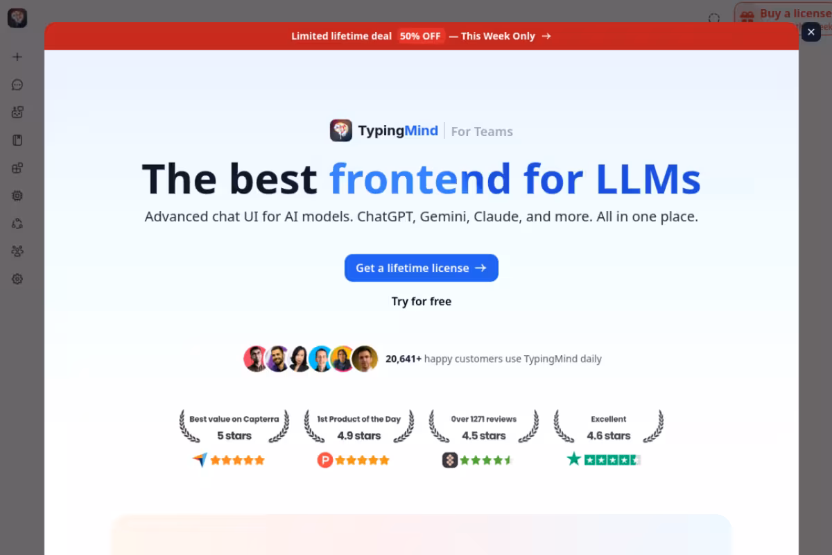 Typing Mind homepage screenshot