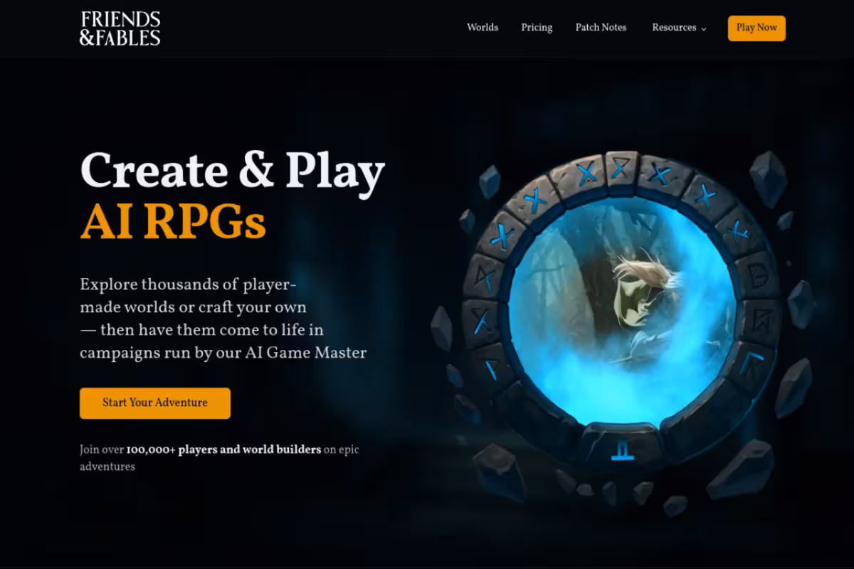 Friends & Fables homepage screenshot