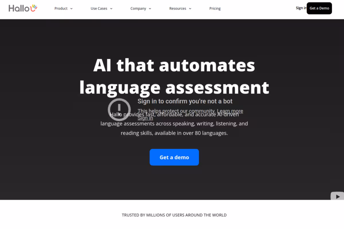 Hallo homepage screenshot