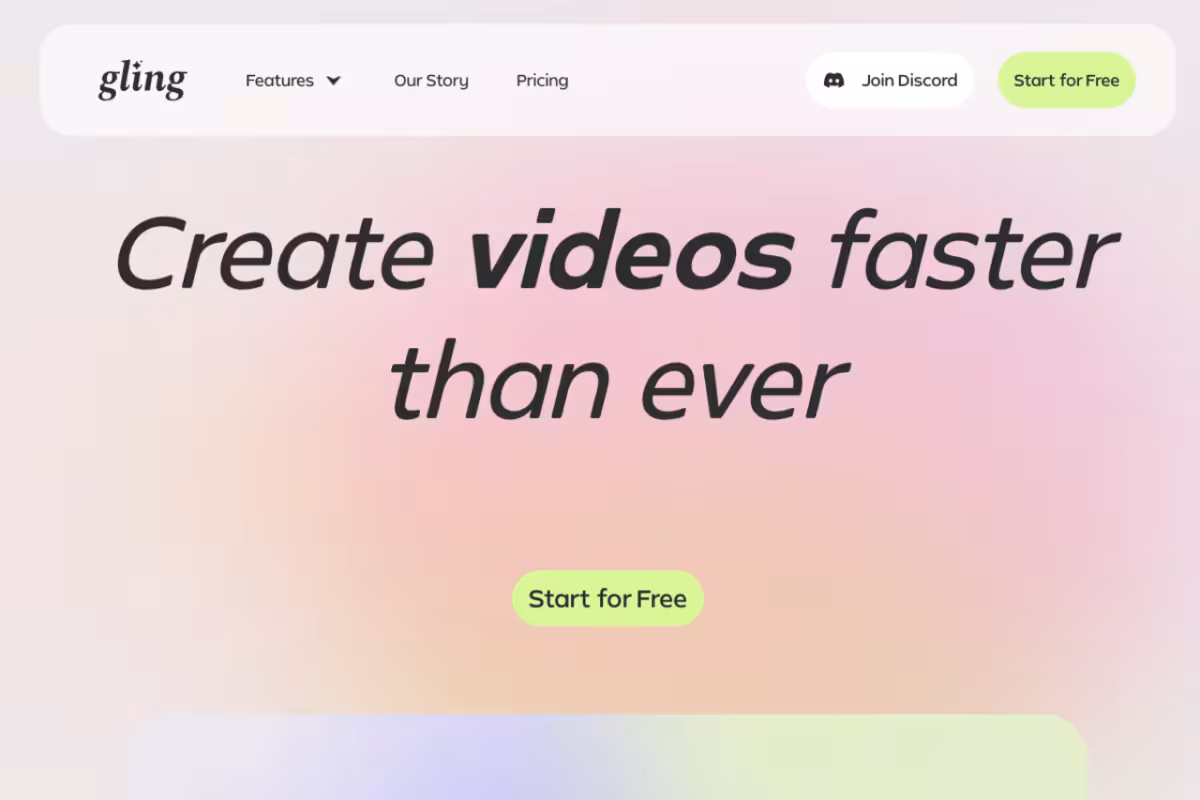 Gling homepage screenshot