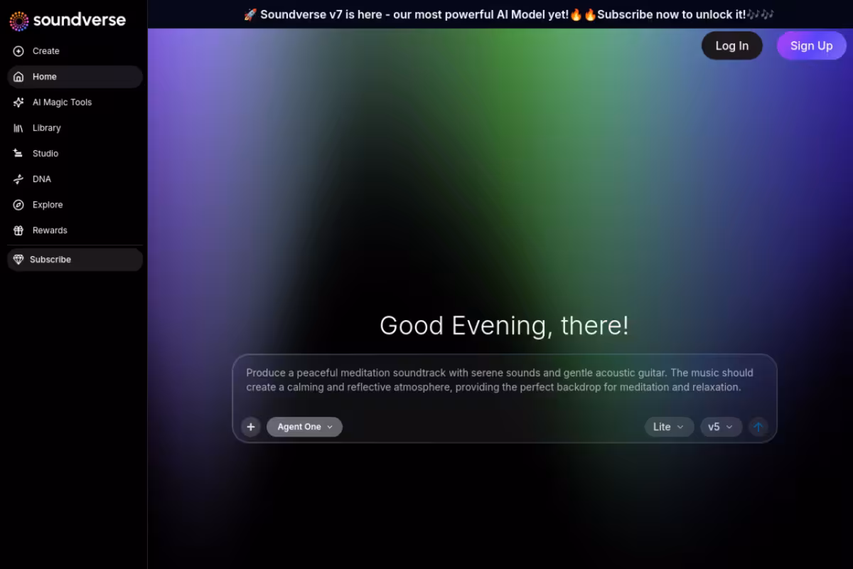 Soundverse AI homepage screenshot