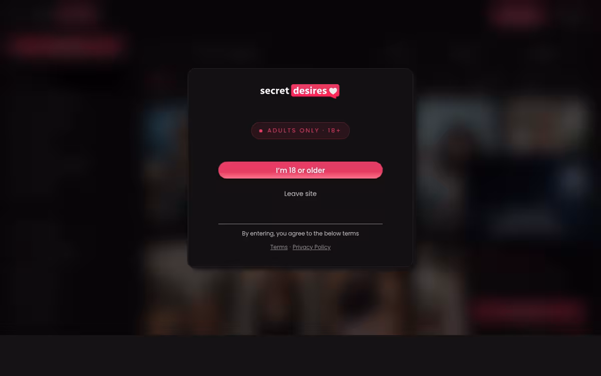 Secret Desires AI homepage screenshot