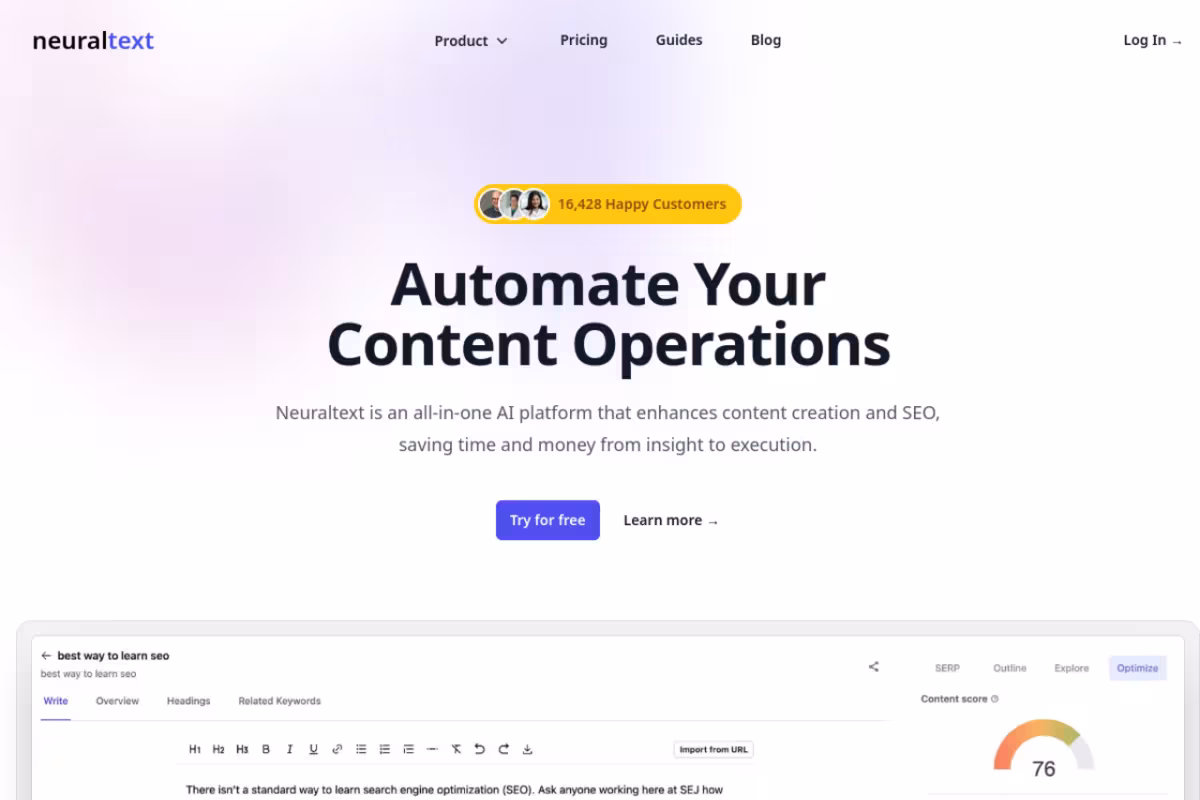 NeuralText homepage screenshot