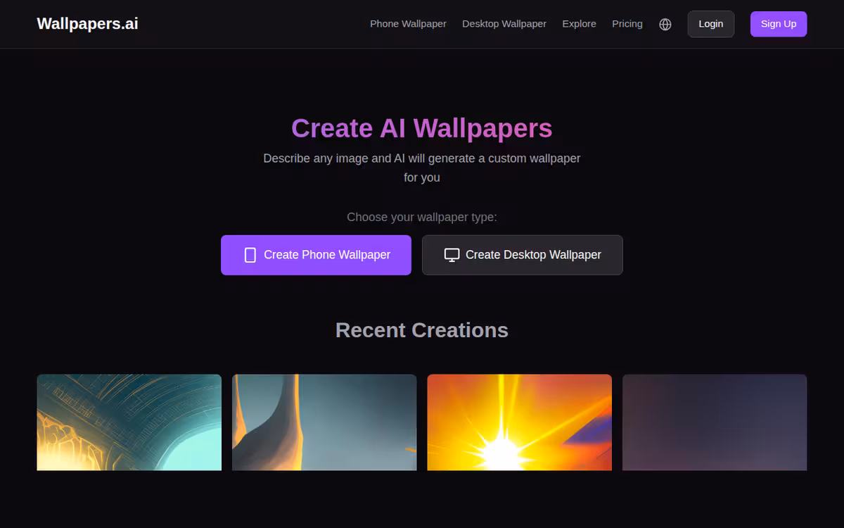 Wallpapers.ai homepage screenshot