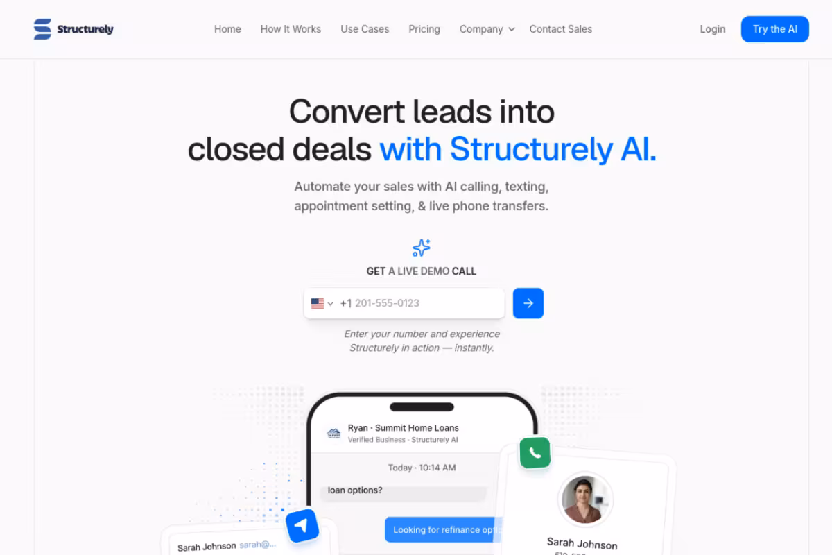 Structurely homepage screenshot