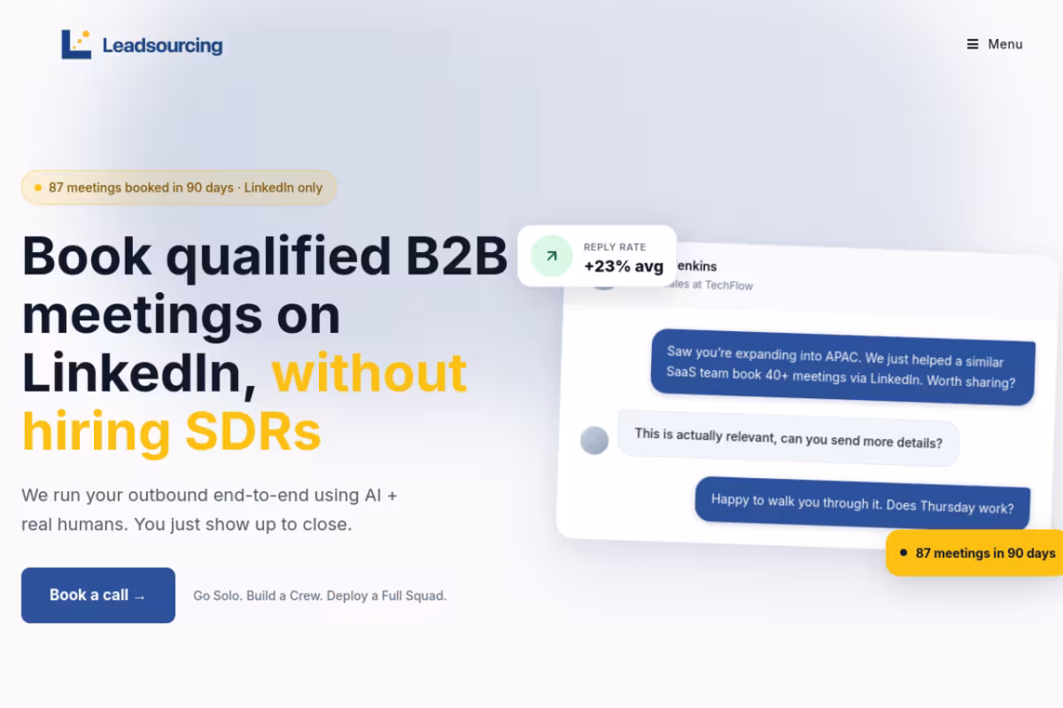 Leadsourcing homepage screenshot