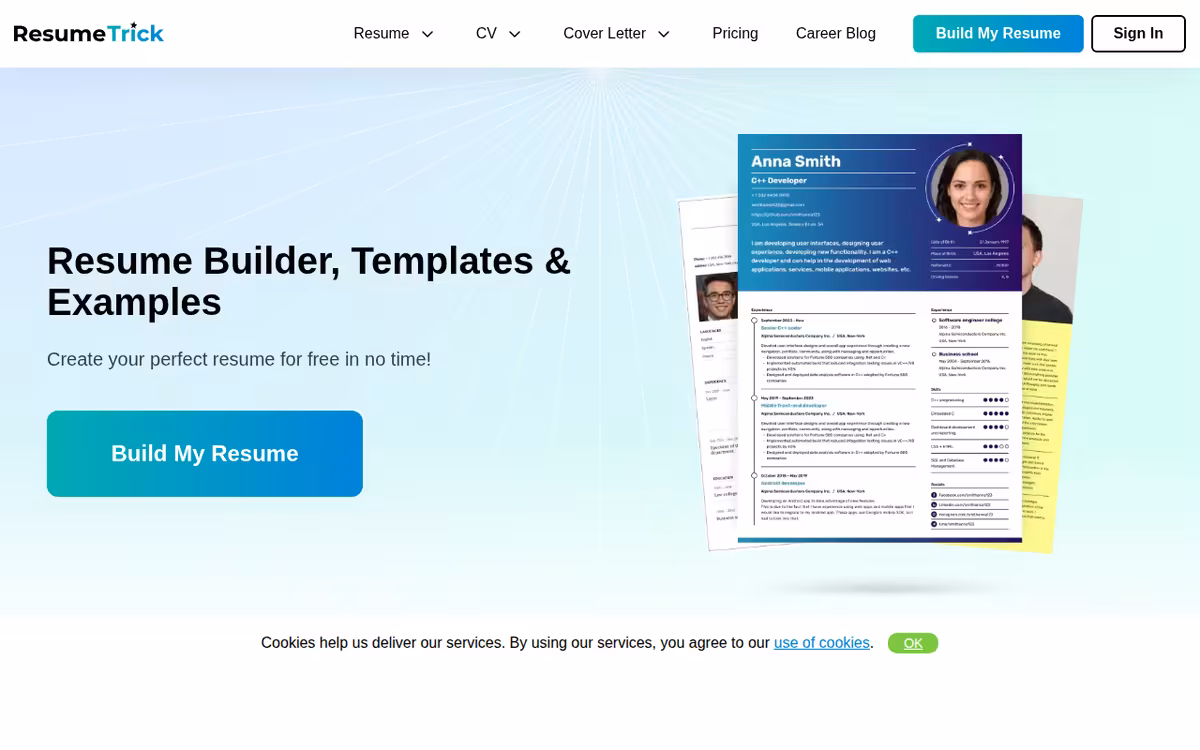 Resume Trick homepage screenshot