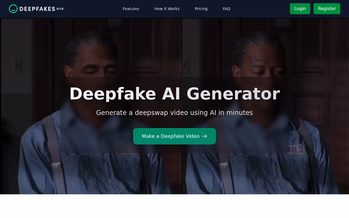 Deepfakes Web homepage screenshot