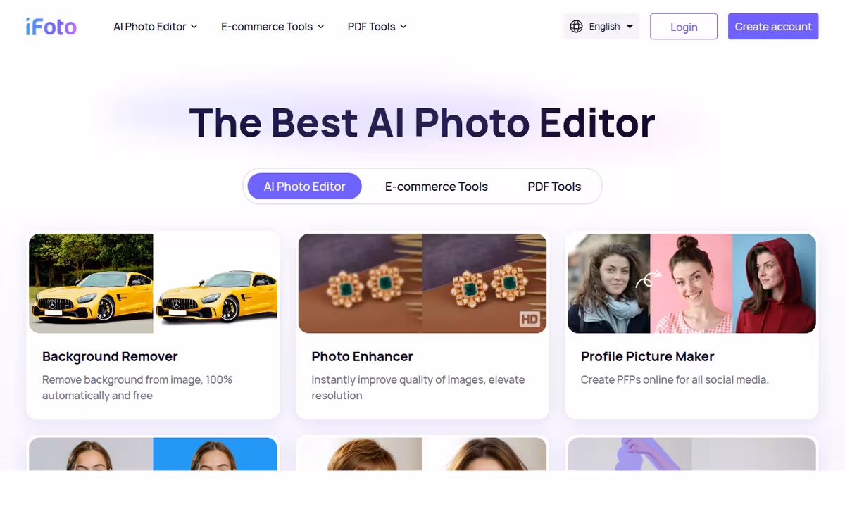 iFoto homepage screenshot