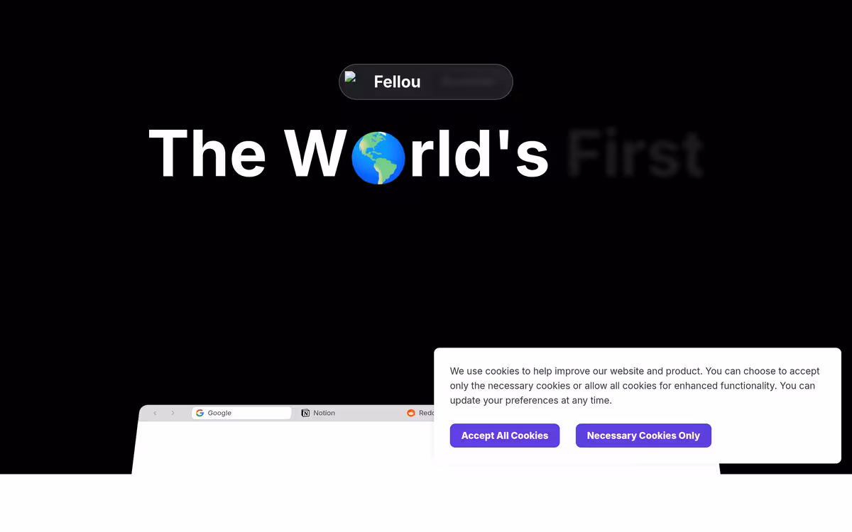 Fellou homepage screenshot