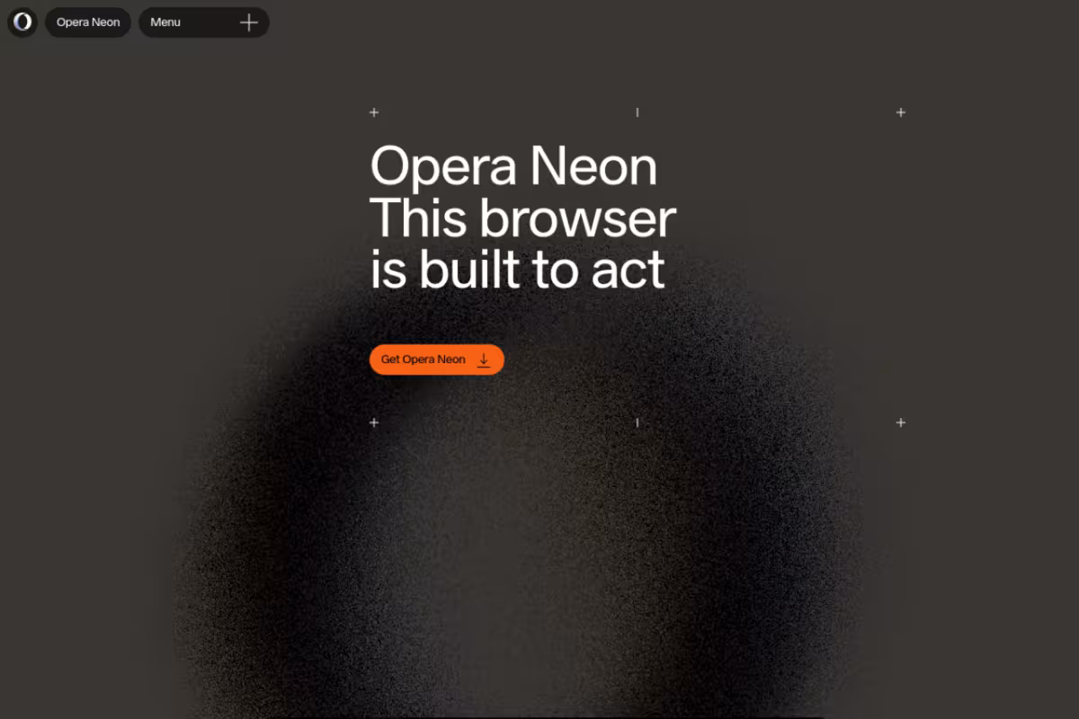 Opera Neon. This browser is built to act. homepage screenshot