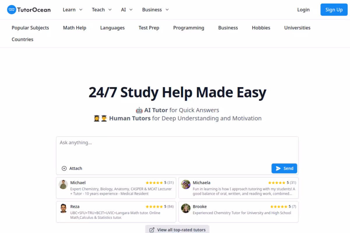 AI Tutor by SoundOcean homepage screenshot