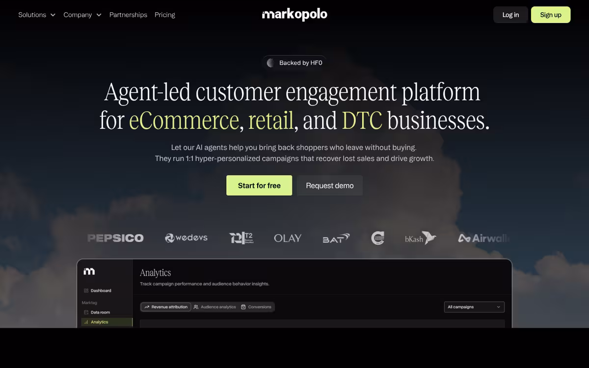 Markopolo AI homepage screenshot