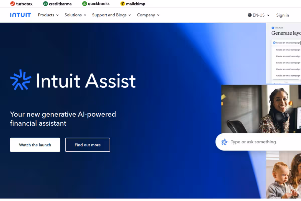 Intuit Assist homepage screenshot